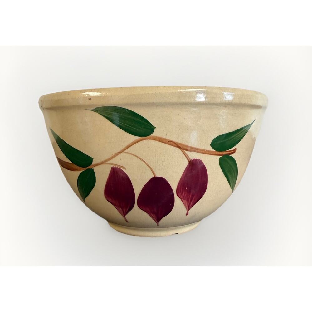 Vintage Watt Pottery 8 Inch Mixing Bowl Red Bud Pattern Farmhouse Kitchen
